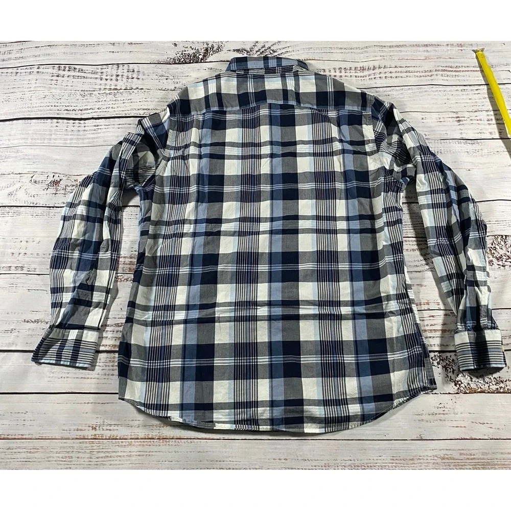 Banana Republic Multicolor Shirt Men's L Plaid Slim Fit Short Sleeve Button-Up